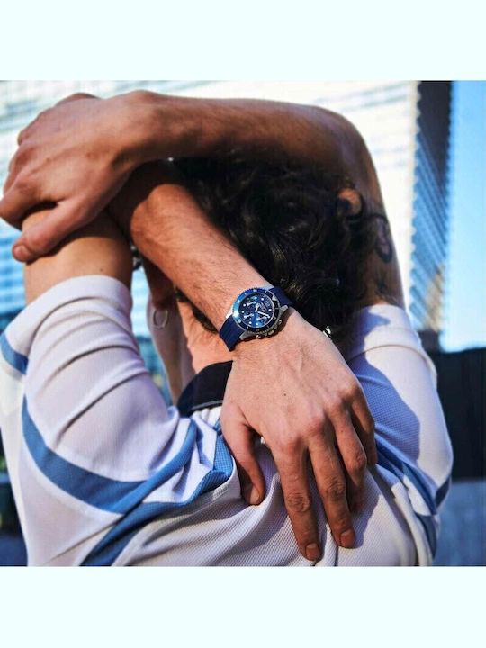Sector Men's Watch Chronograph Battery with Blue Rubber Strap Sector Men's Watch Chronograph Battery with Blue Rubber Strap