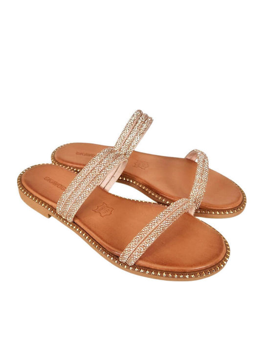 Sandale Casual Damă Din Piele Roz Auriu