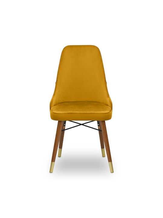 Venus Scaune Sala de mese Catifelate Mustard - Walnut 1buc 53x48x95buc