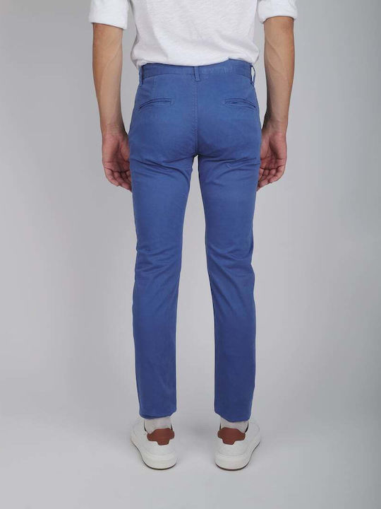 Pantaloni Chino Elastic cu Croială Slim Blue Light