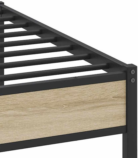 Легло King Size Дървено Кафяво с Дъски за Матрак 193x203см