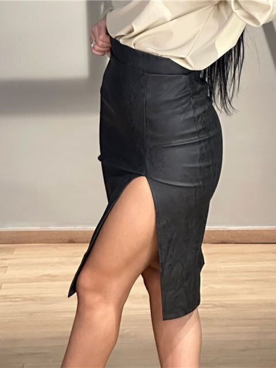 Piele Midi Fustă Gray
