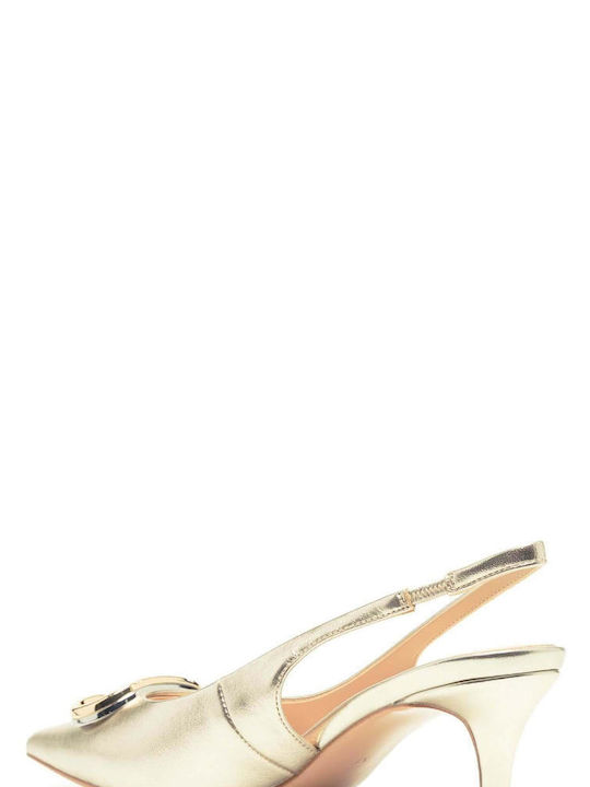 Twinset Leather Gold Heels