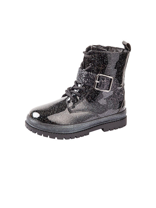 Adam's Shoes Kids Military Boots with Lace Black