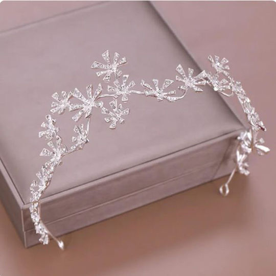 Frumoasă Decorațiune de Păr pentru Mireasă din Cristal Argintiu Aneta Dimensiuni Lungime 38cm Lățime 6cm