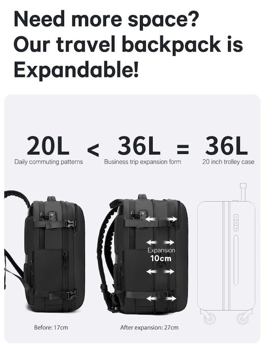 Bange Backpack Vacuum Tsa Lock Scale 36l Laptop 17.3”