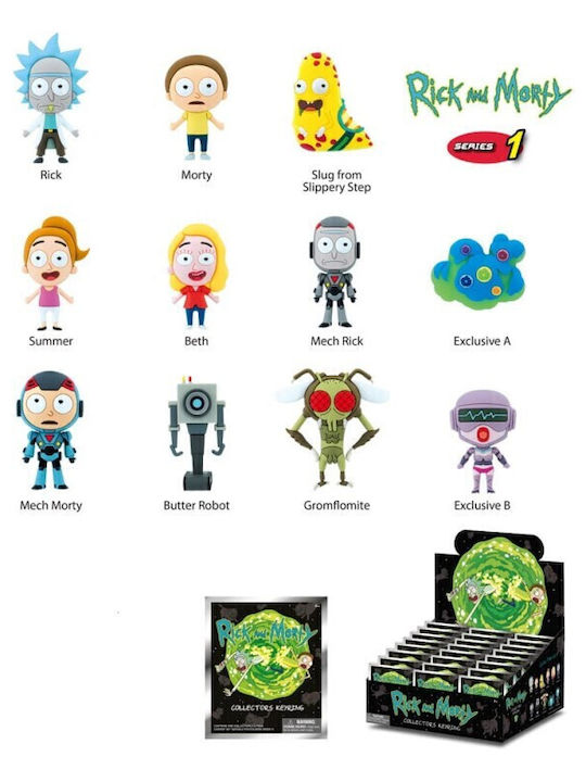 Rick Morty 3d Pvc Bag Clips Series 1 Display 24