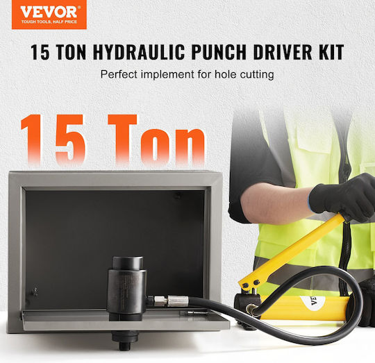 Vevor 15 Ton Hydraulic Knockout Punch Driver Kit Hole Tool 1/2"-4" 10 Μήτρες