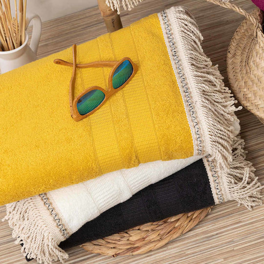 Borea Glamorous Cotton Ecru Beach Towel 150x90cm