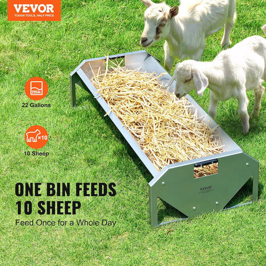 Vevor Livestock Feeding Trough 22 Gallon Capacity 45" Κατσικίσιο Τροφοδότη 10 Πρόβατα