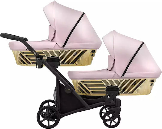 Kunert Ivento Duo Glam Ρυθμιζόμενο Καρότσι για Δίδυμα Kατάλληλο για Nεογέννητο Eco Pink Metalic / Black Frame 12.4kg