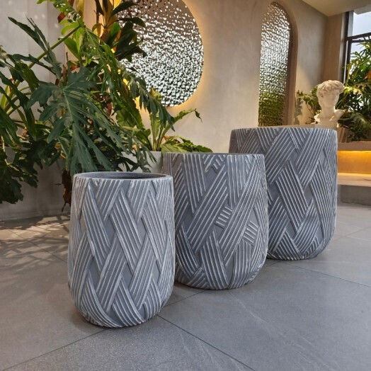 Harmony Γλάστρα Πήλινη Γκρι 40x40x50εκ.