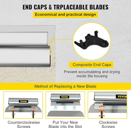 Γυψοσανίδα Vevor Skimming Blade 32 Ιντσών Λειαντικό Μαχαίρι Knock-down Εργαλείο Φινιρίσματος Στόκου Ανοξείδωτο Χάλυβα Ακραία Καπάκια Υψηλής Πρόσκρουσης Γυψοσανίδες Τοίχου Γυψοσανίδας Γυψοσανίδας Γυψοσανίδας