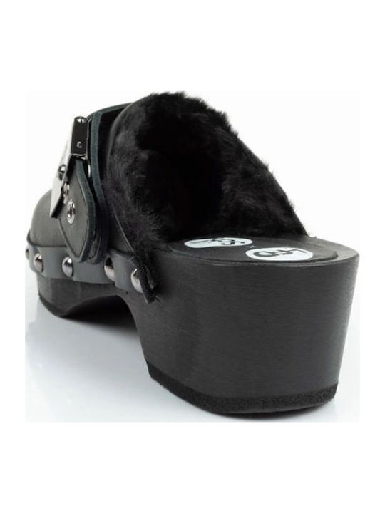 Iconic Leather Mules with High Heel in Black Color