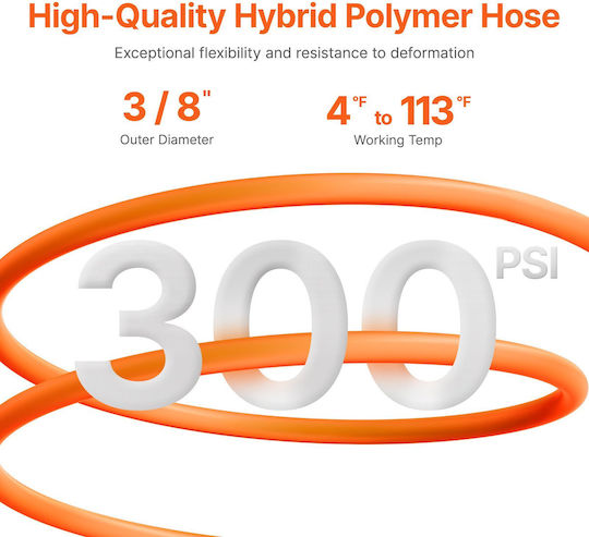 Vevor 3/8 In X 65 Ft Hybrid Air Hose Retractable Reel Max 300 Psi