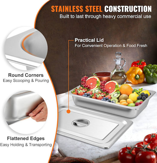 Vevor Steam Table Pans 4 Pack 20.9 X 12.8 X 3.9 Inches Deep Full-Size Steam Table Pan 13L Food Container Stainless Steel Hotel Oven Tray Food Pans by Marmelada Steam Table Pan