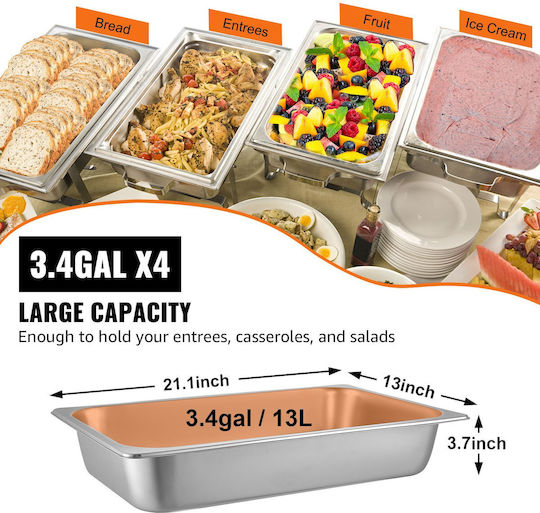 Vevor Steam Table Pans 4 Pack 20.9 X 12.8 X 3.9 Inches Deep Full-Size Steam Table Pan 13L Food Container Stainless Steel Hotel Oven Tray Food Pans by Marmelada Steam Table Pan