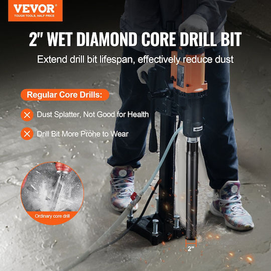 Vevor 2" Core Drill Wet Diamond Core Drill Concrete Core Drill 14" Depth Saw Blade 1-1/4"-7 Internal Thread Laser Welded Diamond Tip Wet Core Brick Concrete