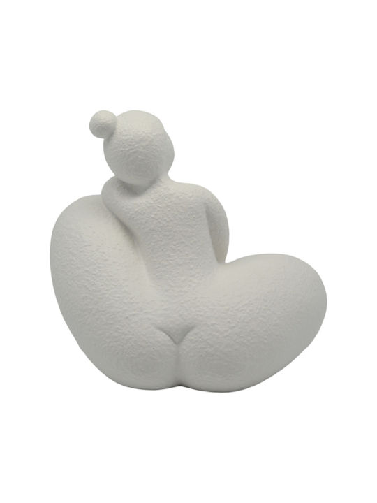 Decorative Ceramic Female Figure White Matte Color 17.5x15x16cm Ankor Ankor 842940