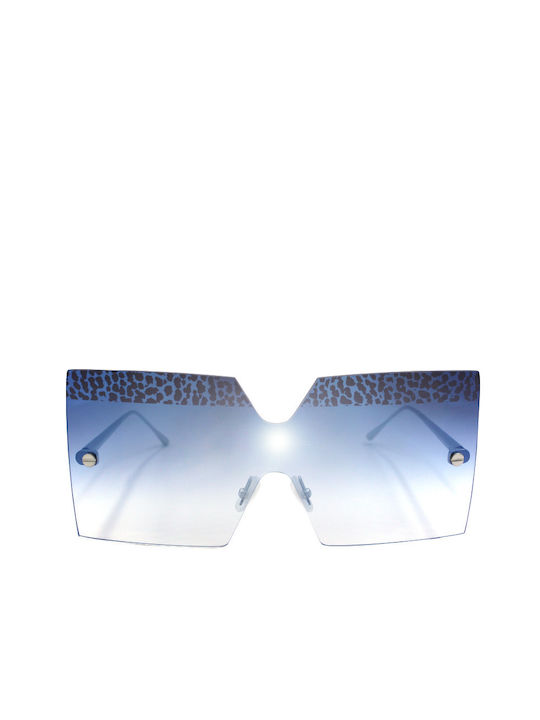 Borbonese Women's Sunglasses with Silver Metal Frame and Blue Gradient Mirror Lens BES920 02