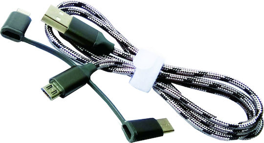 Cartech Braided USB to Lightning / Type-C / micro USB 1m Cable (29612)
