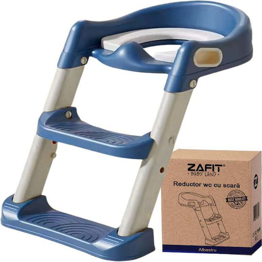 Zafit Scaun De Toaletă Pentru Copii Micuți Albastru Cu Treaptă Cu Mânere Și Pernuță