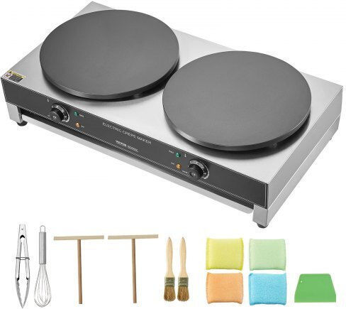 Vevor Double Commercial Electric Crepe Maker 3.4kW with Ø40.64cm Heating Plate