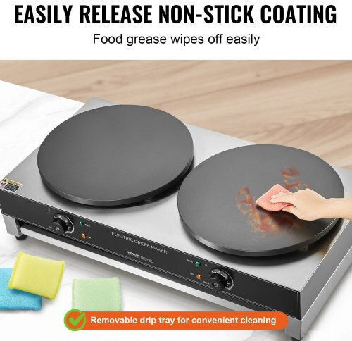 Vevor Double Commercial Electric Crepe Maker 3.4kW with Ø40.64cm Heating Plate