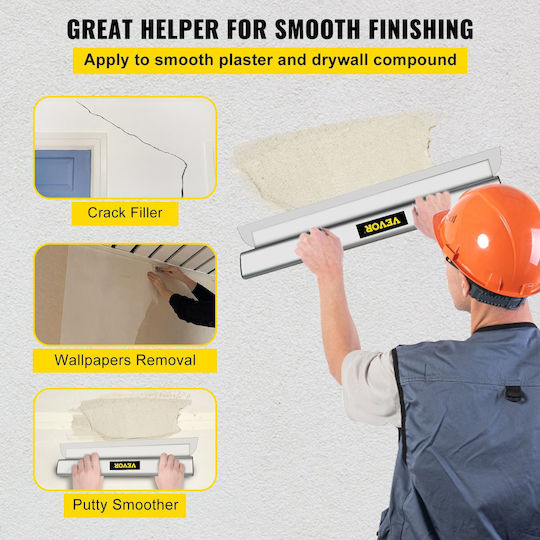 Vevor Skimming Blade 40inch Smoothing Knock-down Knife Finishing Tool Putty Knife Stainless Steel High Impact End Caps Drywall Wall Gyprock