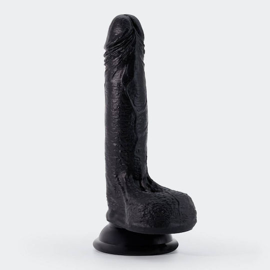 Crushious Ρεαλιστικό Dildo με Όρχεις και Βεντούζα Μαύρο 19cm