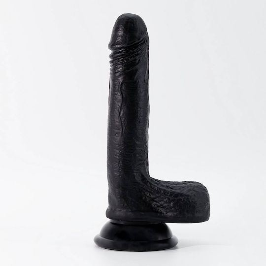 Crushious Ρεαλιστικό Dildo με Όρχεις και Βεντούζα Μαύρο 19cm