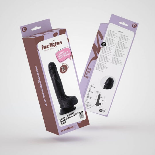 Crushious Ρεαλιστικό Dildo με Όρχεις και Βεντούζα Μαύρο 19cm