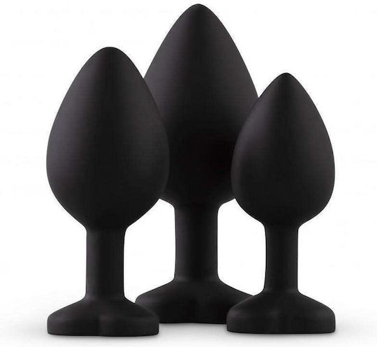 Easytoys Silicone Buttplug Πρωκτικές Σφήνες Σετ Μαύρες 3τμχ