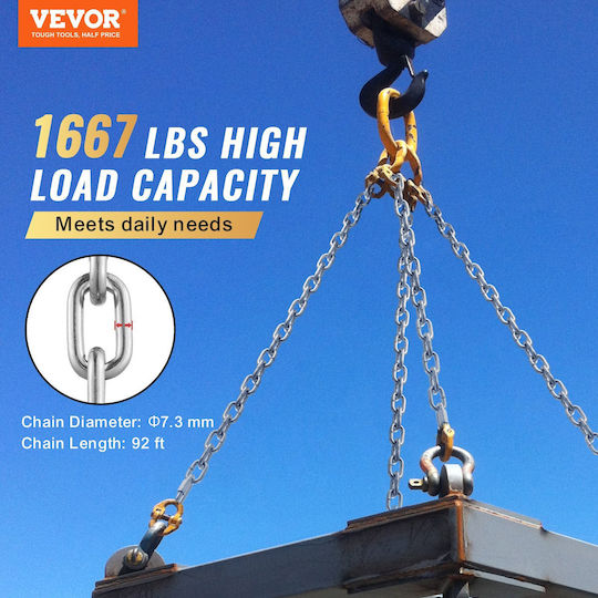 Vevor Galvanized Zinc Chain Carbon Steel Chain 5/16" X 92' 1667 lbs