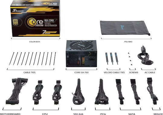 Seasonic Core GX ATX 3 (2024) 750W Black Computer Power Supply Full Modular 80 Plus Gold