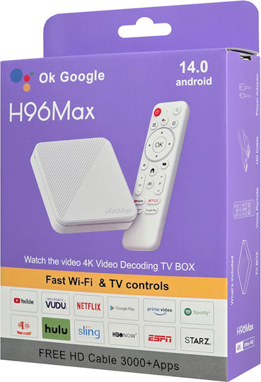H96 Max ТВ кутия H96 MAX H313 H96MAX-H313 4K UHD с WiFi USB 2.0 2GB RAM и 16GB Памет за съхранение с Операционна система Андроид 14.0 и Google Assistant