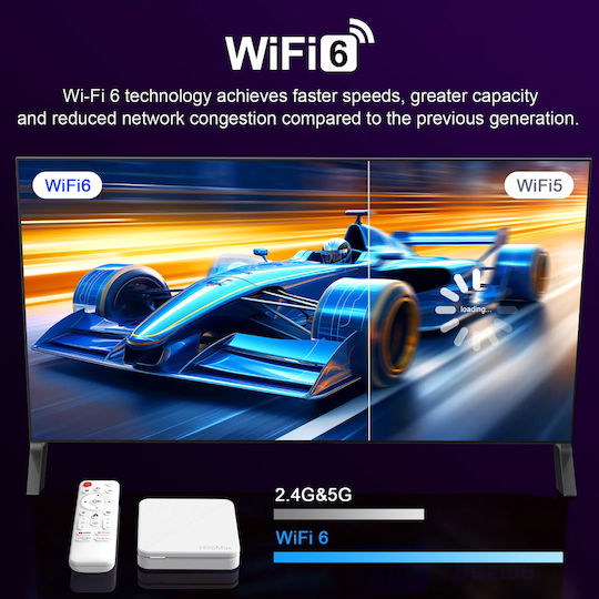 H96 Max ТВ кутия H96 MAX H313 H96MAX-H313 4K UHD с WiFi USB 2.0 2GB RAM и 16GB Памет за съхранение с Операционна система Андроид 14.0 и Google Assistant