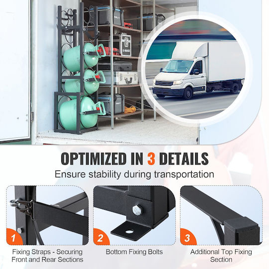 Vevor Refrigerant Tank Rack 1 X 50 lbs 2 X 30 lbs Plus 3 Small Bottle Tanks Cylinder Tank Rack 15.55 X 12.99 X 49.8 Inches Refrigerant Cylinder Shelf Freon Cases Gas Oxygen Nitrogen