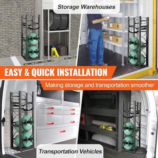 Vevor Refrigerant Tank Rack 2 X 30 Pounds Other 3 Small Cylinder Tank Rack 12.79x12.99 X 47.12 Inches Refrigerant Cylinder Rack Freon Cases Gas Oxygen Nitrogen