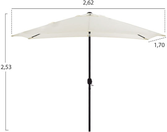 Umbrelă Pătrată Din Aluminiu Cambell Bej / Gri 1.8x2.7xÎnălțime2.53m