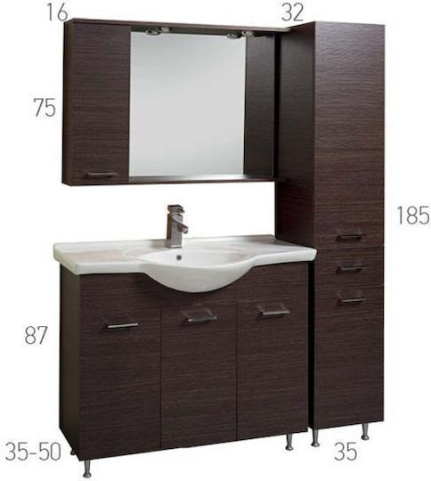 Mabo EconomyLAM45K Rectangular Bathroom Mirror from Plastic with Cabinet