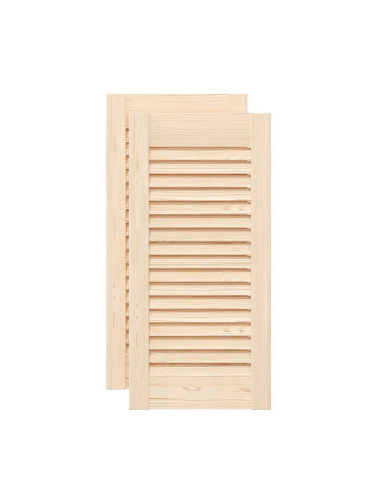 Louvered Doors 2 Pcs 61.5x29.5 cm Solid Pine Wood Brown