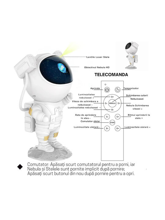 Astronaut Night Light Projector Rotating Constellations Stars Galaxy Ceiling Remote Control Timer