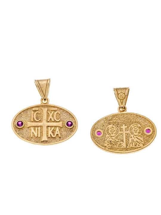 Charm Talisman Konstantin mit Steinen aus 14K Gold mit Zirkon