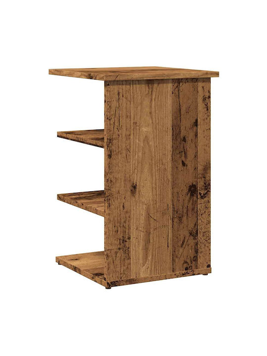 Wooden Bedside Table with Metal Legs Old Wood 35x35x55cm