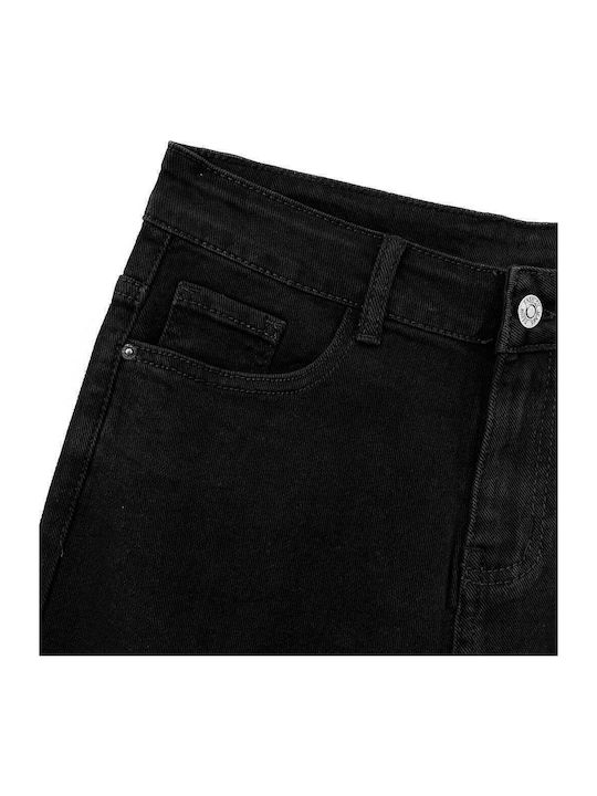 High Waist Women's Jean Trousers in Mom Fit Black