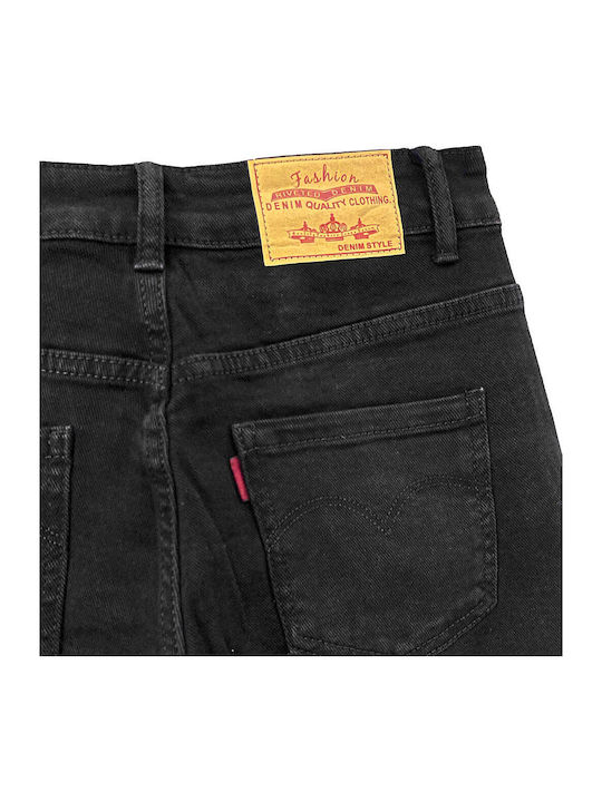 High Waist Women's Jean Trousers in Mom Fit Black
