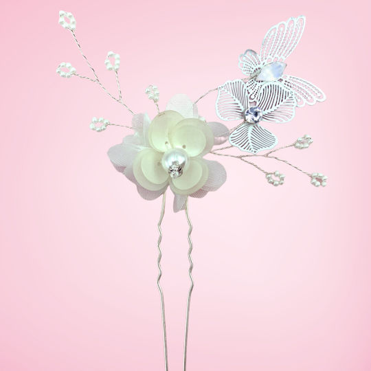 Handmade Bridal Hairpin Flowers Butterflies Talulla