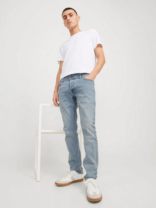 Glenn Men's Jeans Pants Elastic with Slim Fit Blue
