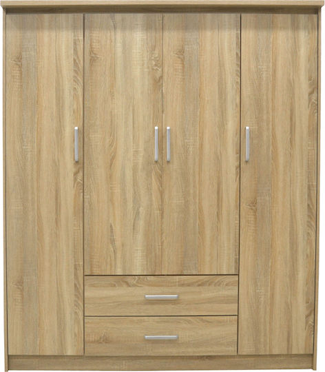 Vier Türen Kleiderschrank Olympus Natural Shade 159x57x183cm